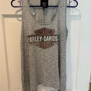 Harley Davidson Women’s Racerback Tank Top Gray Logo Graphic Sz M